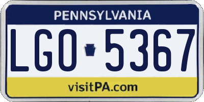 PA license plate LGO5367