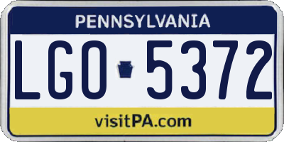 PA license plate LGO5372
