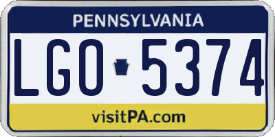 PA license plate LGO5374