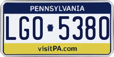 PA license plate LGO5380