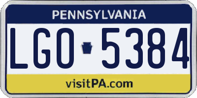 PA license plate LGO5384
