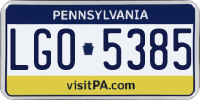 PA license plate LGO5385