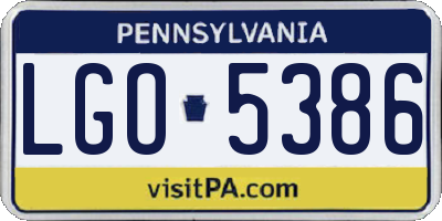 PA license plate LGO5386