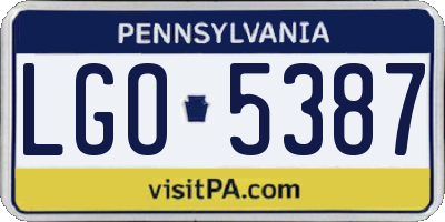 PA license plate LGO5387