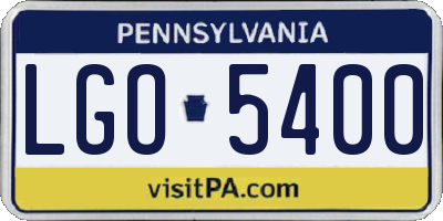 PA license plate LGO5400