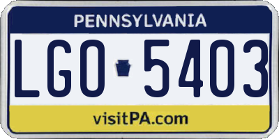 PA license plate LGO5403