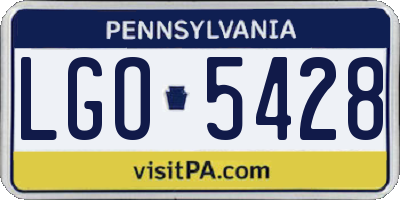 PA license plate LGO5428