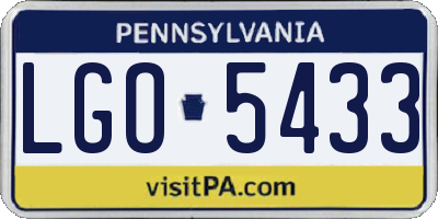 PA license plate LGO5433