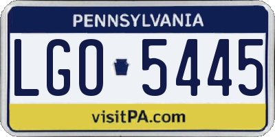 PA license plate LGO5445