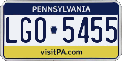 PA license plate LGO5455