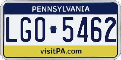 PA license plate LGO5462