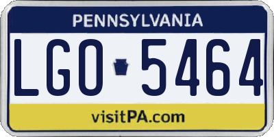 PA license plate LGO5464