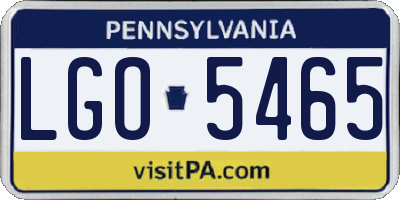 PA license plate LGO5465