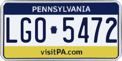 PA license plate LGO5472
