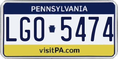 PA license plate LGO5474