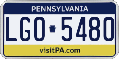 PA license plate LGO5480