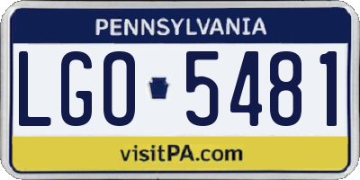 PA license plate LGO5481