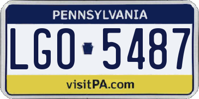 PA license plate LGO5487