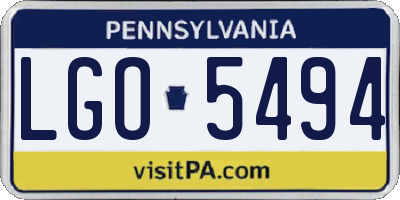 PA license plate LGO5494