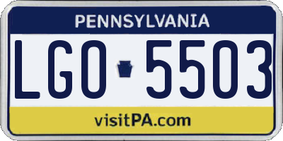 PA license plate LGO5503