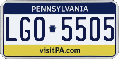 PA license plate LGO5505