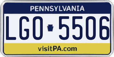 PA license plate LGO5506