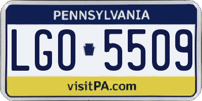 PA license plate LGO5509