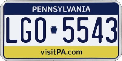 PA license plate LGO5543
