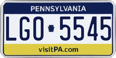 PA license plate LGO5545