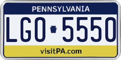 PA license plate LGO5550