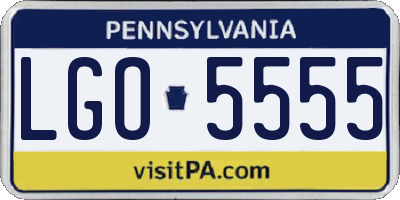PA license plate LGO5555