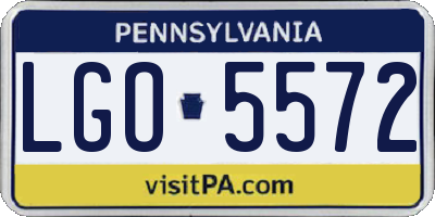 PA license plate LGO5572