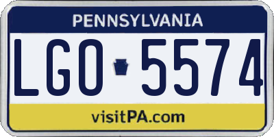 PA license plate LGO5574