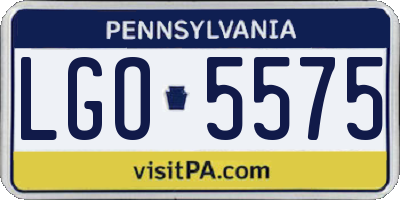 PA license plate LGO5575
