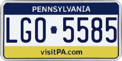 PA license plate LGO5585