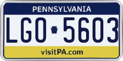 PA license plate LGO5603