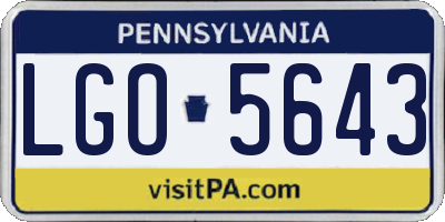 PA license plate LGO5643