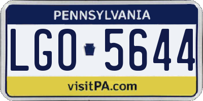 PA license plate LGO5644
