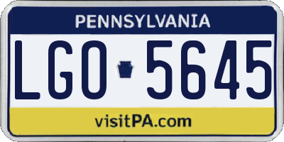 PA license plate LGO5645