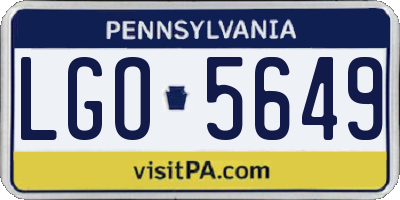 PA license plate LGO5649