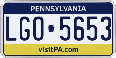 PA license plate LGO5653