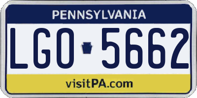 PA license plate LGO5662