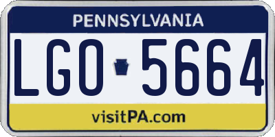 PA license plate LGO5664
