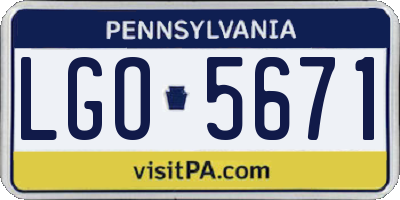 PA license plate LGO5671