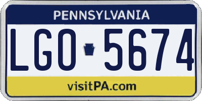 PA license plate LGO5674