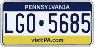 PA license plate LGO5685