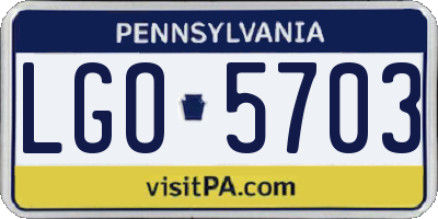 PA license plate LGO5703