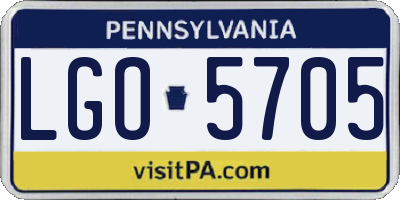 PA license plate LGO5705