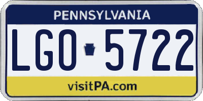 PA license plate LGO5722