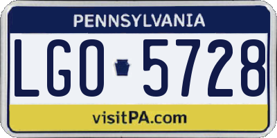 PA license plate LGO5728